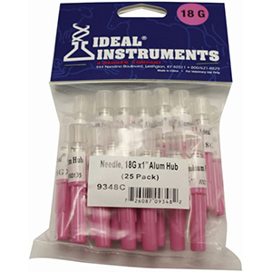 [9348] Ideal Needle Aluminum Hub Hard Retail Pack - 18G x 1" (25 Pack)