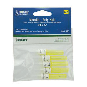 [9365] Ideal Needle Plastic Hub Hard Pack - 20G x 0.75" (100 Pack)