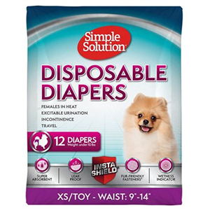 [10650-12P] Simple Solution Disposable Diapers for XS/Toy Dogs (12 Pack)
