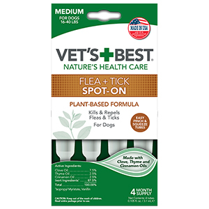 [3165810519] Vet's Best Flea + Tick Spot-On for Dogs 16-40 lb (4 Month Supply)