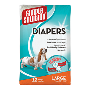 [10585N-12P] Simple Solution Disposable Diapers for Large Dogs (12 Pack)