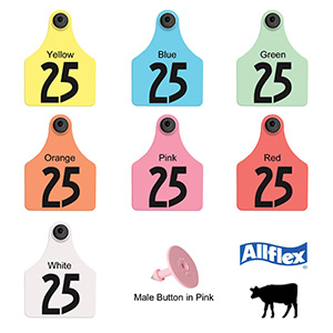 [GLF100/GSM-P] Allflex Ear Tag Large Female/Sm Male - Pink 76-100 (25 Pack)