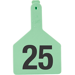 [9200121] Z Tags No-Snag Cow Ear Tags - Green 126-150 (25 Pack)