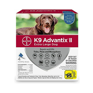 [B81520410] K9 Advantix II Flea &amp; Tick Spot-On for Dogs 56-100 lb (4 Pack)