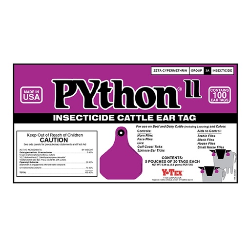 [2303003] Y-Tex PYthon II Insecticide Tag Ranch Pack - 100 ct