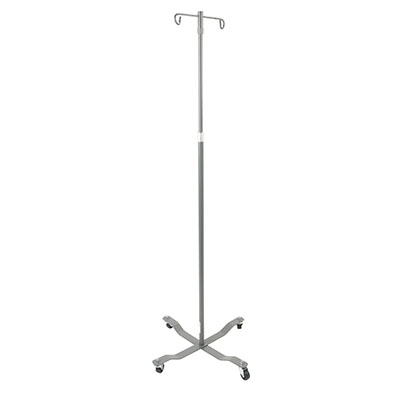 [43-2920] Drive, Economy Removable Top I. V. Pole, 2 Hook Top, Silver Vein