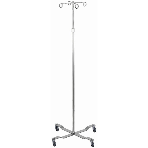 [43-2921] Drive, Economy Removable Top I. V. Pole, 4 Hook Top, Chrome