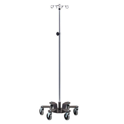 [IV-604] Clinton, 4-Hook IV Pole, Heavy Base Infusion Pump Stand, 6-Leg