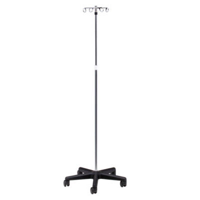 [IV-474] Clinton, Economy 4-Hook IV Pole, Nylon base, 5-Leg