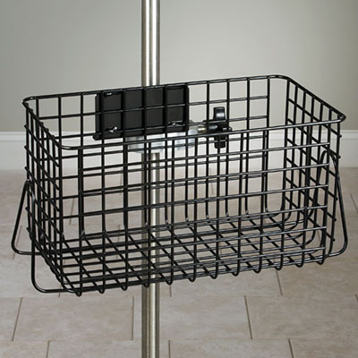 [50-1986] Clinton, IV Pole Accessory, Heavy Duty Wire Basket, Stainless Steel, 12&quot; x 6.5&quot; x 6&quot;