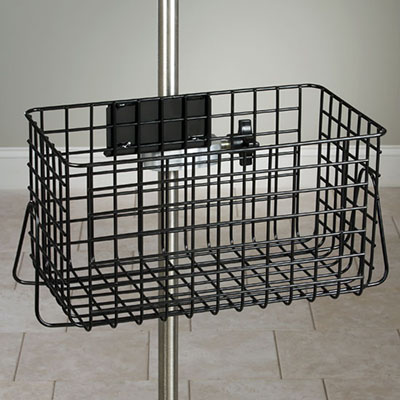 [IV-51S] Clinton, IV Pole Accessory, Heavy Duty Wire Basket, Stainless Steel, 14" x 8.5" x 8"