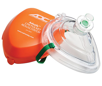 [77-0006] ADC Adsafe CPR Pocket Resuscitator, Adult, Orange, w/ Case