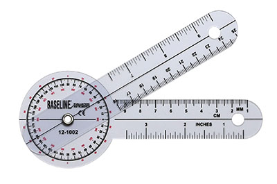 [12-1000HR-25] Baseline Plastic Goniometer - HiRes 360 Degree Head - 12 inch Arms, 25-pack