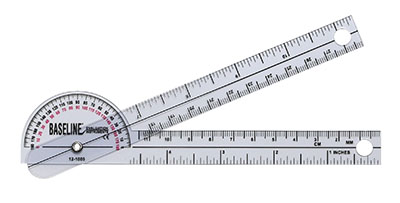 [12-1005-25] Baseline Plastic Goniometer - Pocket Style - 180 Degree Head - 6 inch Arms, 25-pack