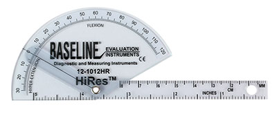 [12-1012HR-25] Baseline Plastic Goniometer - Finger - HiRes Flexion to Hyper-Extension, 25-pack