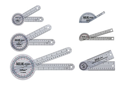 [12-1028HR-25] Baseline Plastic Goniometer - HiRes 6-piece Set, 25-pack