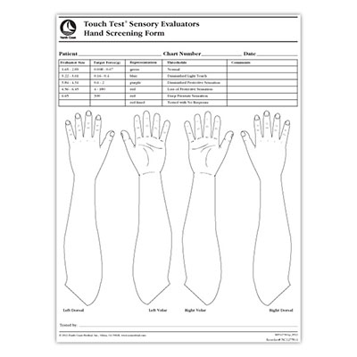 [12-1565] Touch-Test Monofilament - Screening Form for Hand - 100 Sheet Pad