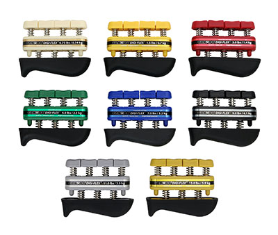 [10-0758] CanDo Digi-Flex hand exerciser - set of 8 (tan, yellow, red, green, blue, black, silver, gold), no rack