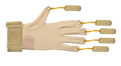 [10-4004L] CanDo Deluxe with Thumb Finger Flexion Glove, S/M Left