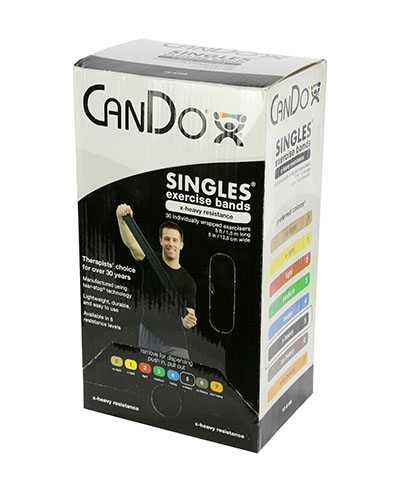 [10-5185] CanDo Low Powder Exercise Band - box of 30, 5' length - Black - x-heavy
