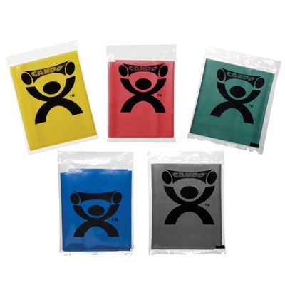 [10-5188] CanDo Low Powder Exercise Band - box of 30, 5' length - Set of 5 (Yellow - Black)