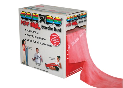 [10-5192] CanDo Low Powder Exercise Band - 100 yard Perf 100 roll - Red - light