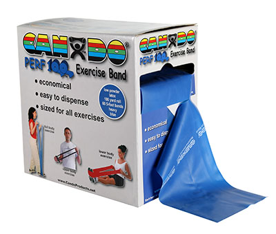 [10-5194] CanDo Low Powder Exercise Band - 100 yard Perf 100 roll - Blue - heavy