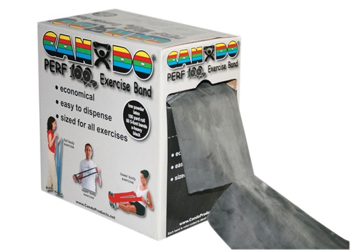 [10-5195] CanDo Low Powder Exercise Band - 100 yard Perf 100 roll - Black - x-heavy