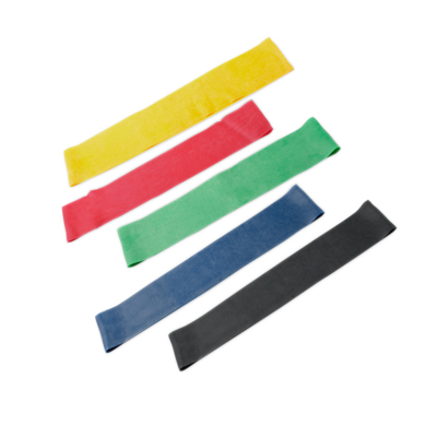 [10-5269] CanDo Band Exercise Loop - 5-piece set (15"), (1 each: yellow, red, green, blue, black)