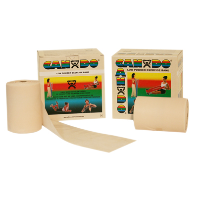 [10-5490] CanDo Low Powder Exercise Band - Twin-Pak - 100 yard (2 x 50 yard rolls) - Tan - xx-light