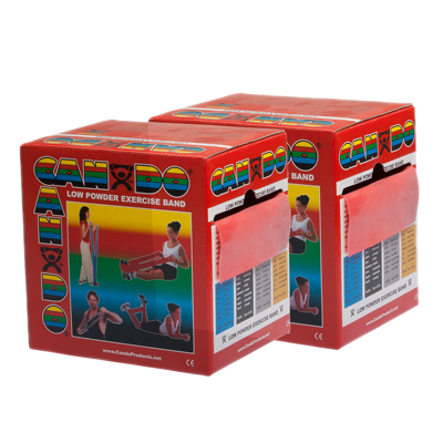 [10-5492] CanDo Low Powder Exercise Band - Twin-Pak - 100 yard (2 x 50 yard rolls) - Red - light