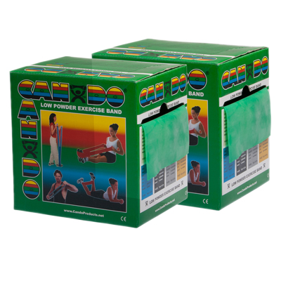 [10-5493] CanDo Low Powder Exercise Band - Twin-Pak - 100 yard (2 x 50 yard rolls) - Green - medium