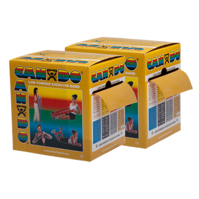 [10-5497] CanDo Low Powder Exercise Band - Twin-Pak - 100 yard (2 x 50 yard rolls) - Gold - xxx-heavy
