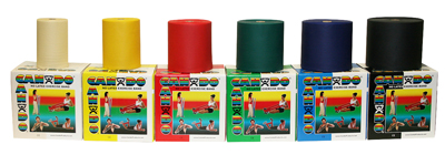 [10-5628] CanDo Latex Free Exercise Band - 50 yard rolls, 5-piece set (1 each: yellow, red, green, blue, black)