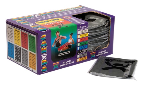 [10-5645] CanDo Latex Free Exercise Band - box of 40, 4' length - Black - x-heavy