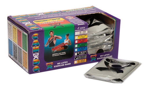 [10-5646] CanDo Latex Free Exercise Band - case of 40 (2 ea: boxes of 20), 4' length - Silver - xx-heavy