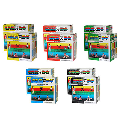 [10-5658] CanDo Latex Free Exercise Band - 100 yard (2 x 50 yard rolls), 5 piece set (1 each: yellow, red, green, blue, black)