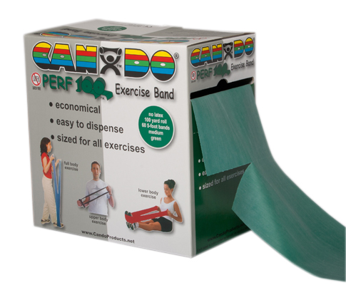 [10-5693] CanDo Latex Free Exercise Band - 100 yard Perf 100 roll - Green - medium