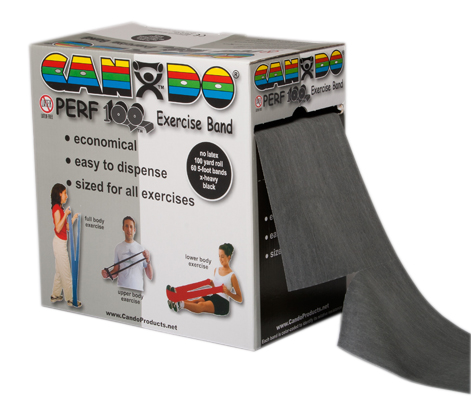 [10-5695] CanDo Latex Free Exercise Band - 100 yard Perf 100 roll - Black - x-heavy