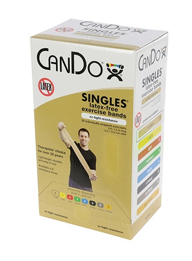 [10-5740] CanDo Latex Free Exercise Band - box of 30, 5' length - Tan - xx-light