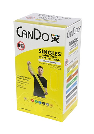 [10-5741] CanDo Latex Free Exercise Band - box of 30, 5' length - Yellow - x-light