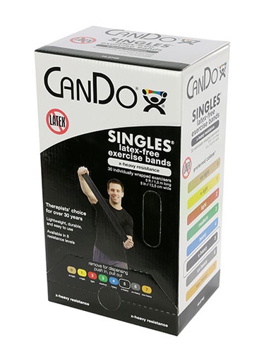 [10-5745] CanDo Latex Free Exercise Band - box of 30, 5' length - Black - x-heavy