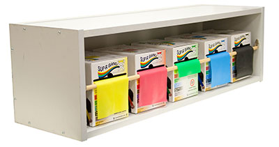 [10-5929] CanDo Dispens-a-Band exercise band rack, wood, 5 rolls, INCLUDING: 5 x 50 yard CanDo AccuForce low powder set (yellow, red, green, blue, black)