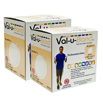 [10-6131] Val-u-Band Resistance Bands, Dispenser Roll, 100 Yds. (2 x 50 Yds.), Peach-Level 1/7, Latex-Free