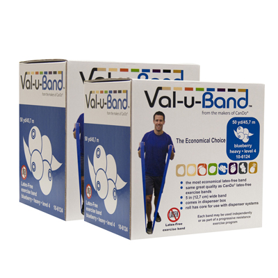 [10-6134] Val-u-Band Resistance Bands, Dispenser Roll, 100 Yds. (2 x 50 Yds.), Blueberry-Level 4/7, Latex-Free