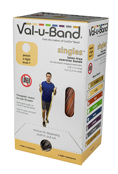 [10-6171] Val-u-Band Resistance Bands, Pre-Cut Strip, 5', Peach-Level 1/7, Case of 30, Latex-Free