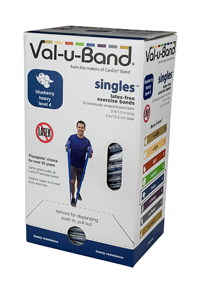 [10-6174] Val-u-Band Resistance Bands, Pre-Cut Strip, 5', Blueberry-Level 4/7, Case of 30, Latex-Free