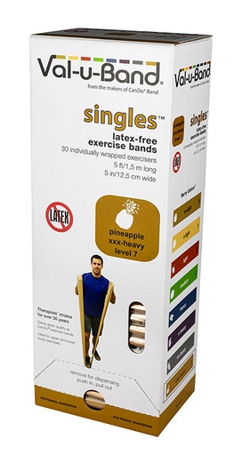 [10-6177] Val-u-Band Resistance Bands, Pre-Cut Strip, 5', Pineapple-Level 7/7, Case of 30, Latex-Free