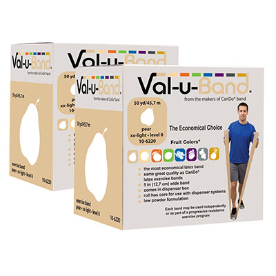 [10-6230] Val-u-Band Resistance Bands, Dispenser Roll, 100 (Yds. (2 x 50 Yds.), Pear-Level 0/7, Contains Latex