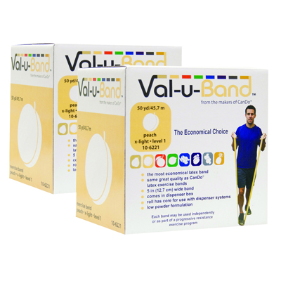 [10-6231] Val-u-Band Resistance Bands, Dispenser Roll, 100 yds. (2 x 50 Yds.), Peach-Level 1/7, Contains Latex